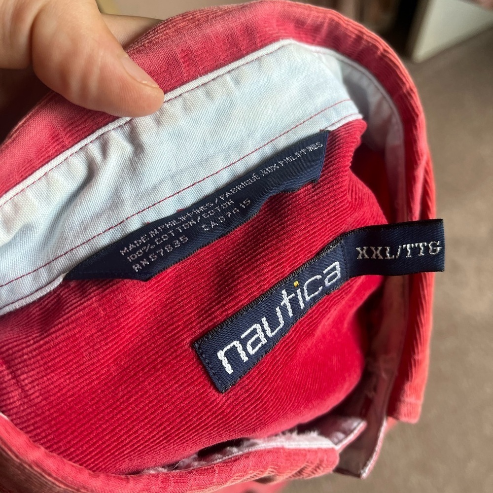VTG 90’s Nautica Red Corduroy Button Down Shirt - Picture 5 of 5